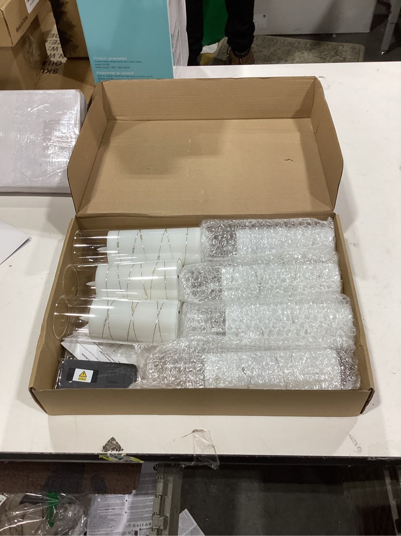 Condition photo showing Good Condition for Flameless Candles,with Embedded Star String, Battery Operated Candles Flickering LED Pillar Candles with Remote Control and Timer, Home Decoration Add a Warm and Romantic Atmosphere?Set of 7 (White) White-7