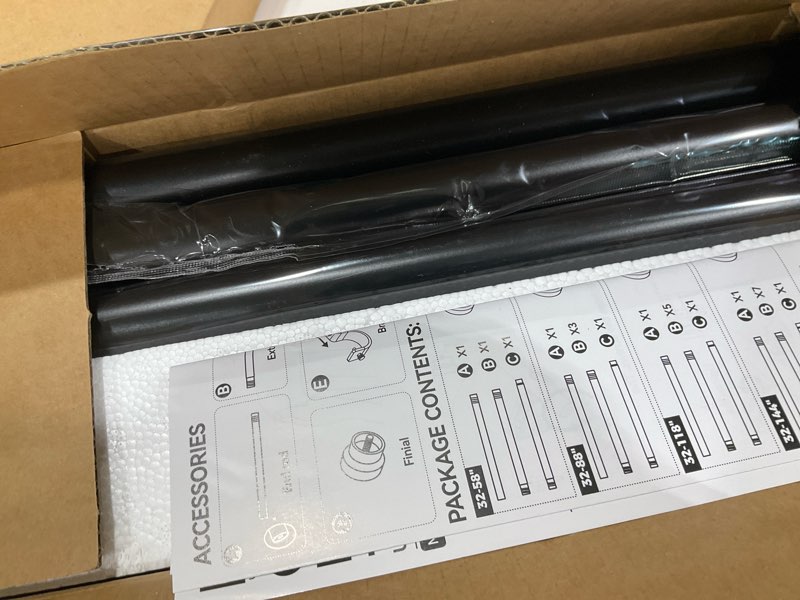 Condition photo showing New/Like New for YaFex Curtain Rods 32-144 Inch, Heavy Duty 1 Inch Adjustable Curtain Rod for Windows, Black Extra Long Window Treatment Rods, Modern Design, Easy Installation 32" to 144" Black