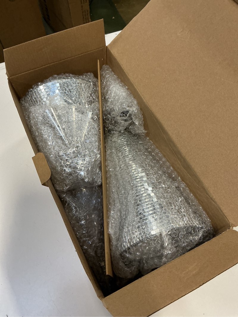 Condition photo showing New/Like New for Silver Glass Trees Set of 6, 17" 15" 13" Small Tabletop Christmas Tree Handmade Disco Decor for Xmas Table Party Centerpiece Decoration 6PCS Silver