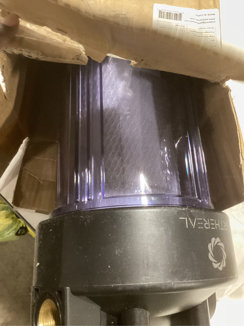 Condition photo showing New/Like New for Airthereal Whole House Water Filter Housing, Sediment Filter for Well and City Water, 20"x4.5" Sediment Water Filter Cartridges with 3/4" NPT Port, Pre-Filtration System Includes 1-Pack CTO Filter 3/4" NPT Port Housing + CTO Filter