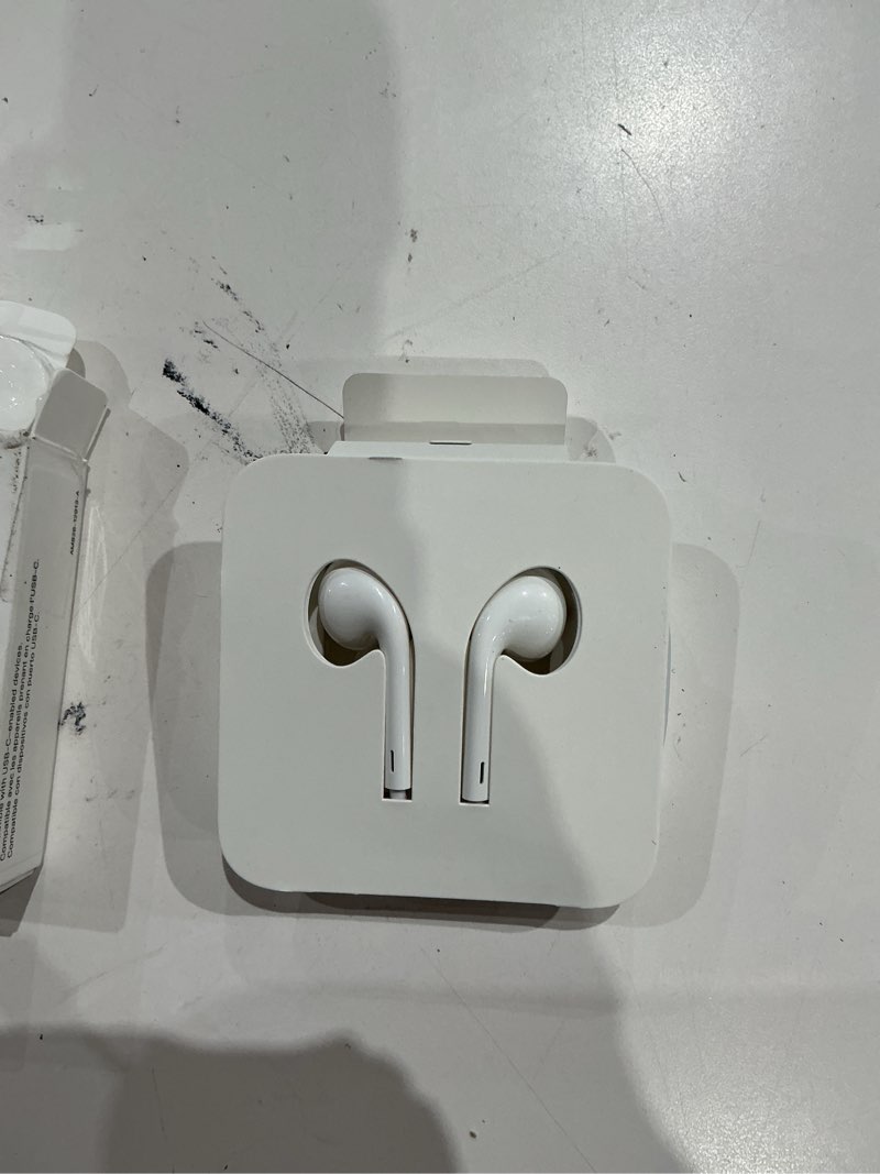 Condition photo showing Good Condition for apple earpods headphones with usb-c plug, wired ear buds with built-in remote to control music, phone calls, and volume one size usb-c