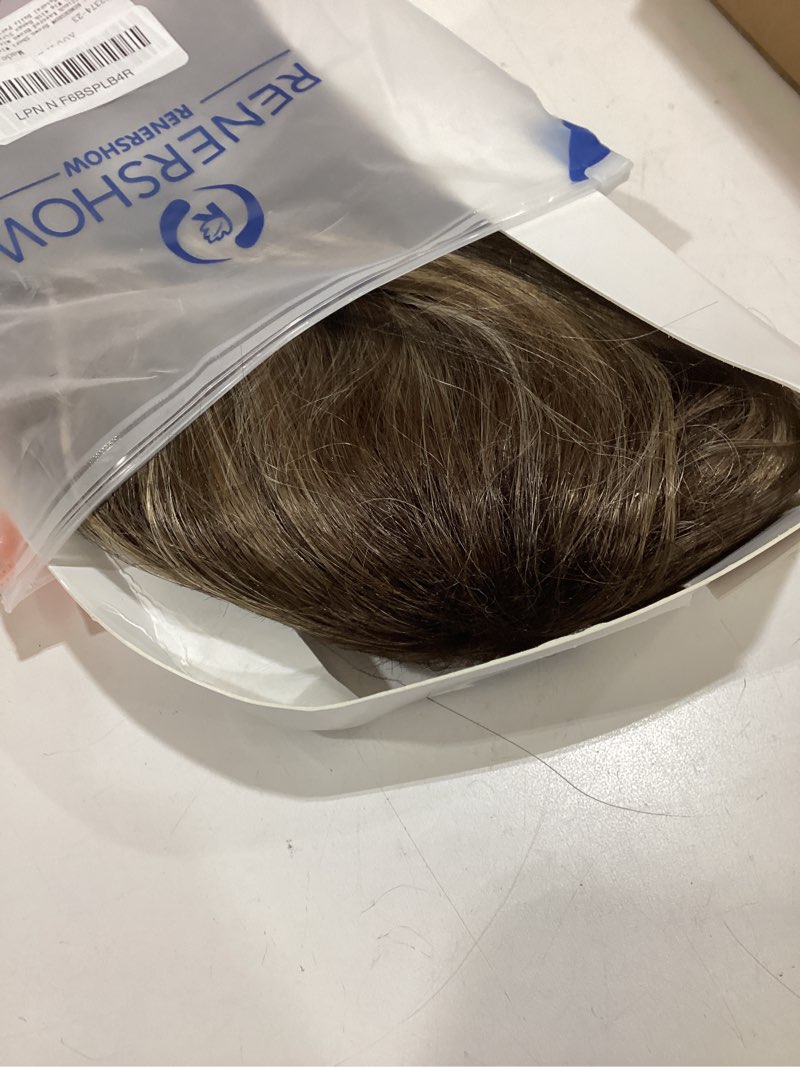 Condition photo showing Good Condition for renershow brown short wigs for white women 12inch layered brown mix blonde mid-length pixie bob wig with bangs straight heat synthetic natural daily party average size wig