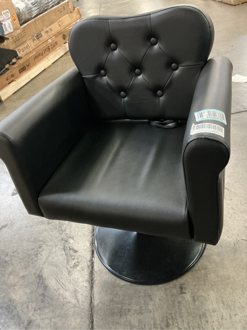 Condition photo showing As Is for salon chair for hair stylist, barber hair styling chair with height adjustable hydraulic pump, 360 d
