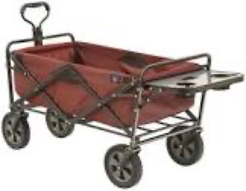 macsports collapsible outdoor utility wagon with folding table and drink holders