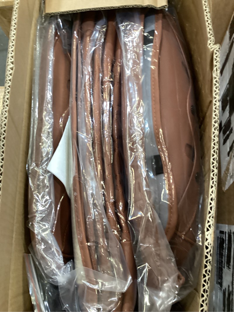 Condition photo showing Good Condition for car seat covers full set, breathable leather automotive front and rear seat covers & headrest, universal automotive vehicle seat cover for most sedan suv pick-up trucks, brown full set (all with headrests) brown