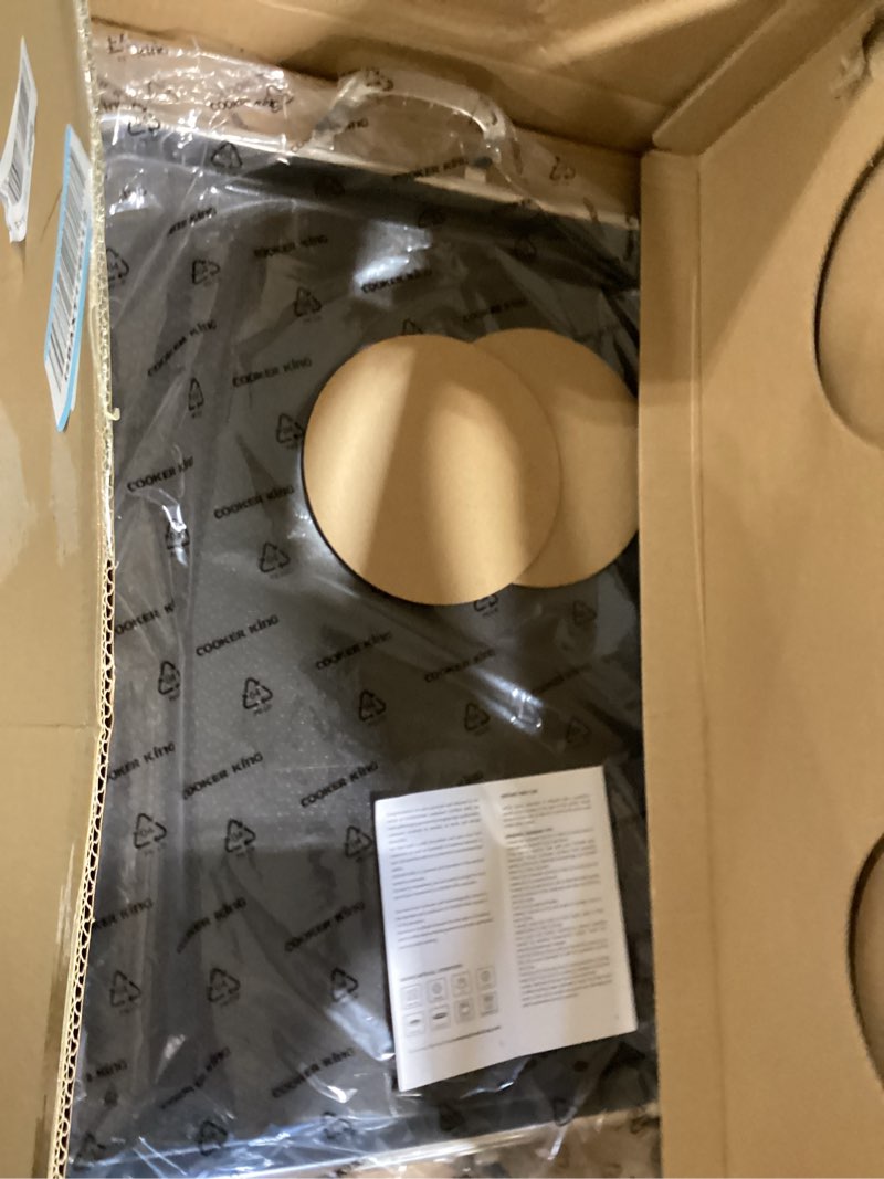 Condition photo showing Good Condition for cooker king 19 x 13 inch hybrid honeycomb stainless steel double burner griddle pan, 3-ply nonstick flat top grill plate & rectangular roasting pan, metal utensil safe, induction ready, oven-safe 19" x 13" x 1"