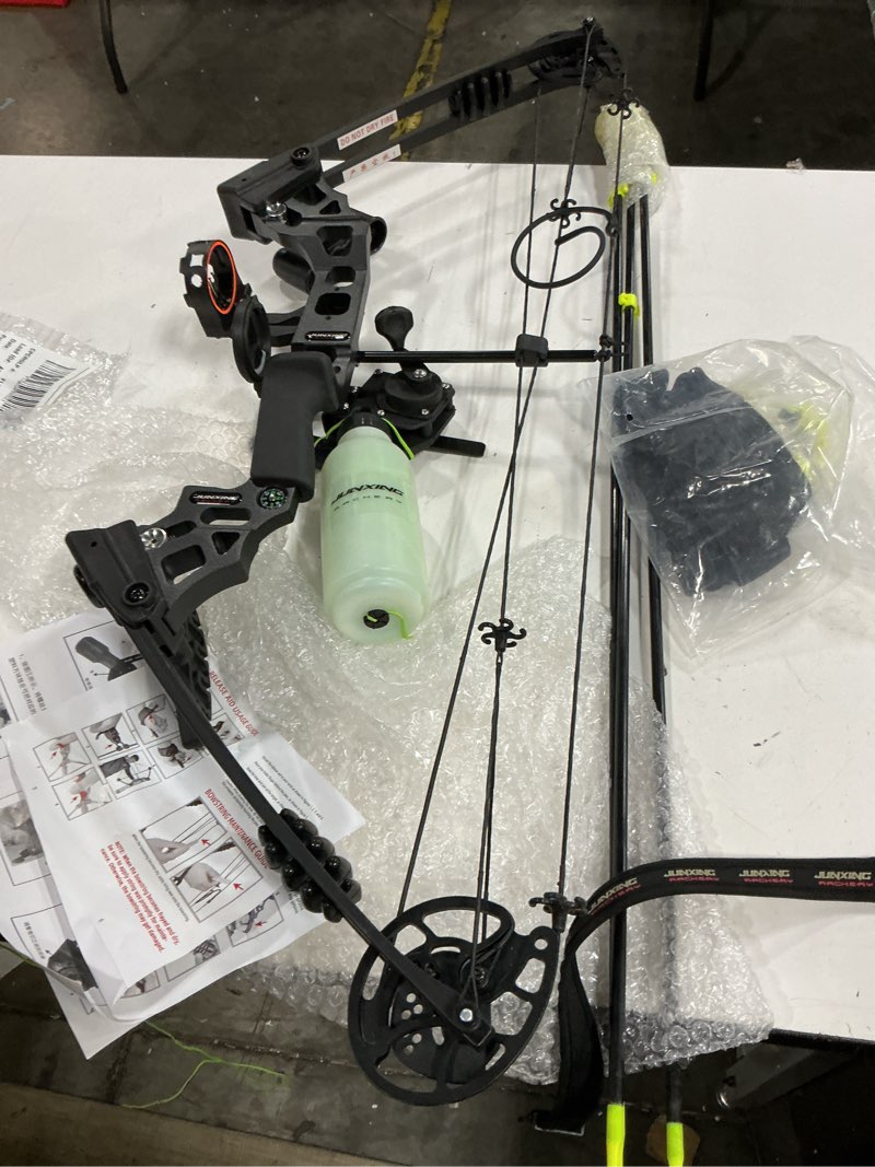 Condition photo showing As Is for bow fishing combo kit 0-70 lbs hunting compound bow fishing bow set rth | bow fishing bow set with bowfishing arrow and bottle fishing reel for bowfishing archery hunting right handed