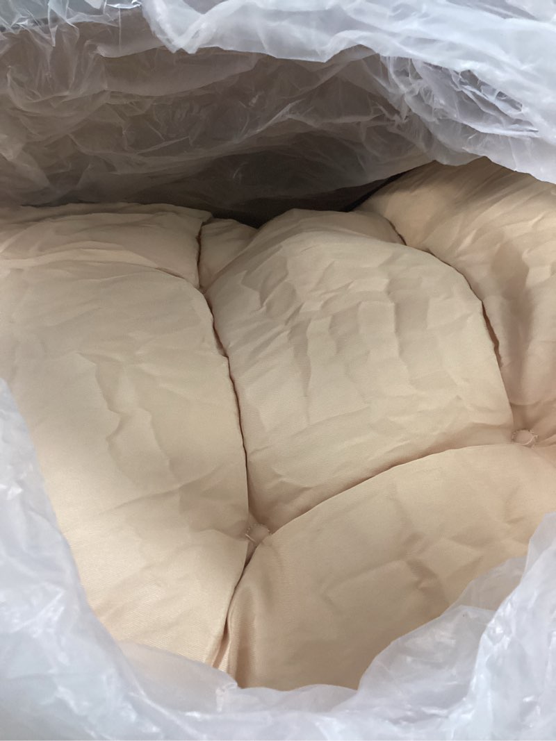 Condition photo showing Good Condition for wicker chair cushions, waterproof outdoor loveseat cushions for patio furniture, tufted wicker furniture cushions, 1 loveseat and 2 u-shaped cushions, khaki khaki wicker chair cushion