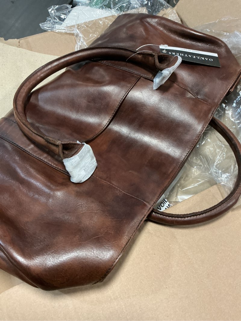 Condition photo showing Good Condition for Real Leather Duffle Bag for Men | Vintage Weekender Travel Bag | Overnight Carry-On Luggage | Handmade Leather Gym Bag for Men Brown Crazy Horse