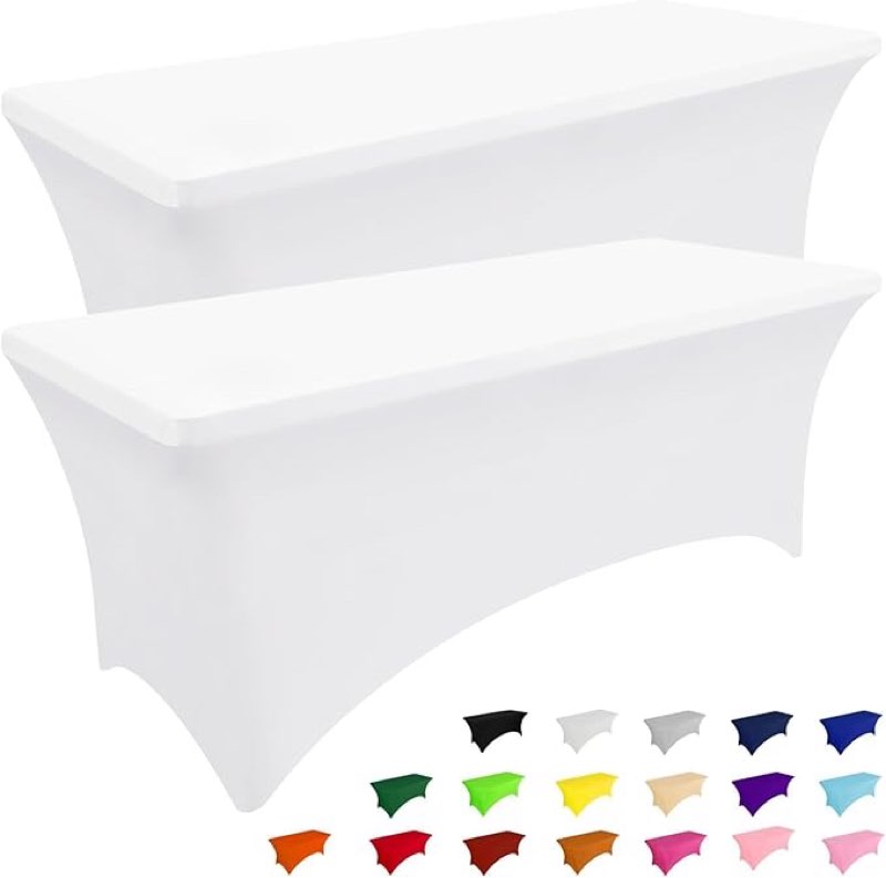 smiry 2 pack spandex open back tablecloth,elastic fitted stretch tablecloth for 6ft rectangle tables