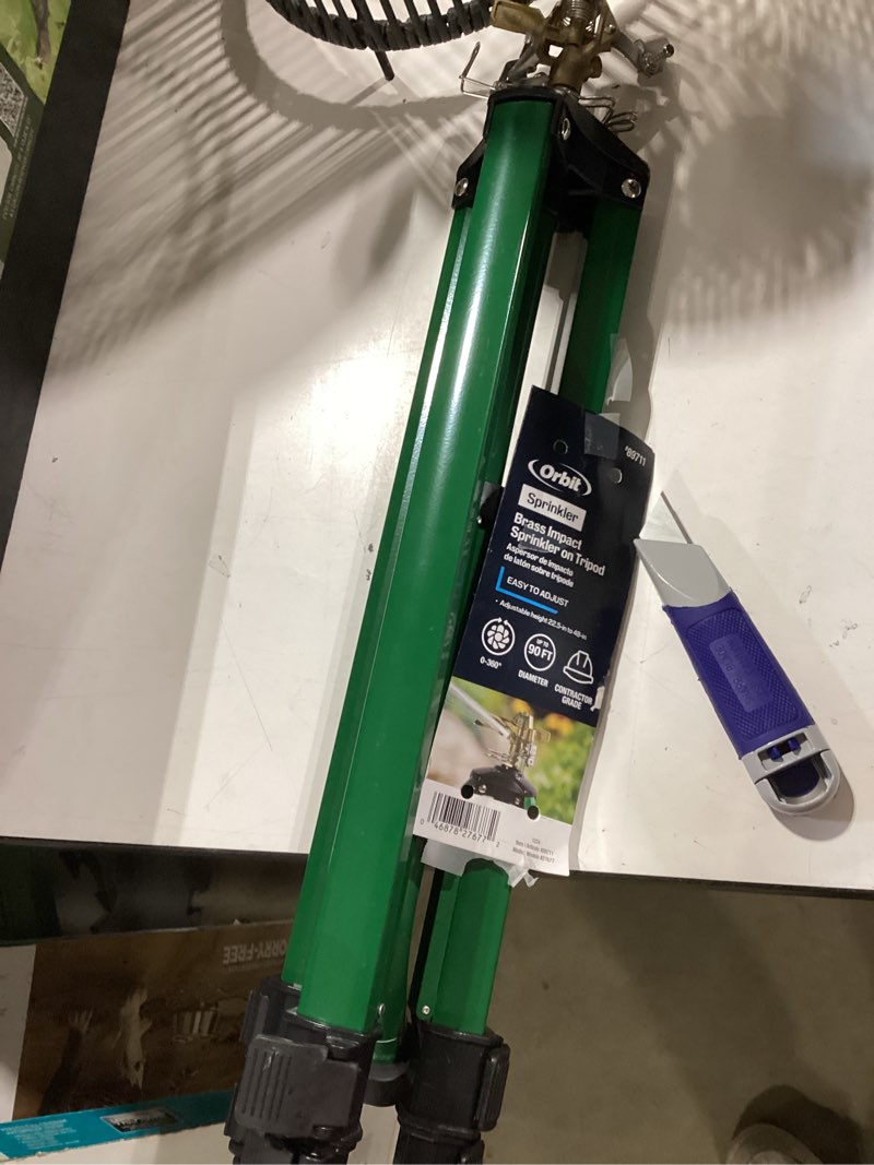 Condition photo showing Good Condition for orbit sprinkler 5000-sq ft impulse tripod lawn sprinkler