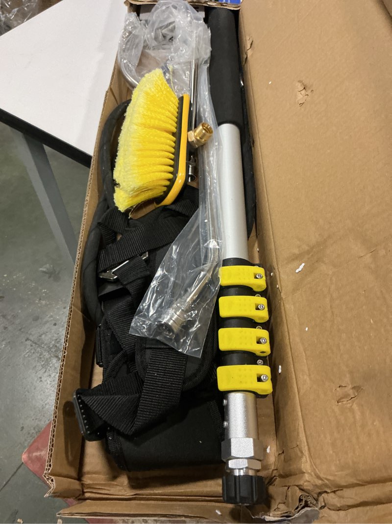 Condition photo showing Good Condition for JANZ 24 FT Pressure Washer Telescoping Wand with Power Washer Extension Wands, Brush Head, Gutter Cleaner, 7 Spray Nozzle Tips, 2 Hose Adapters and Support Belt TW-004 Yellow
