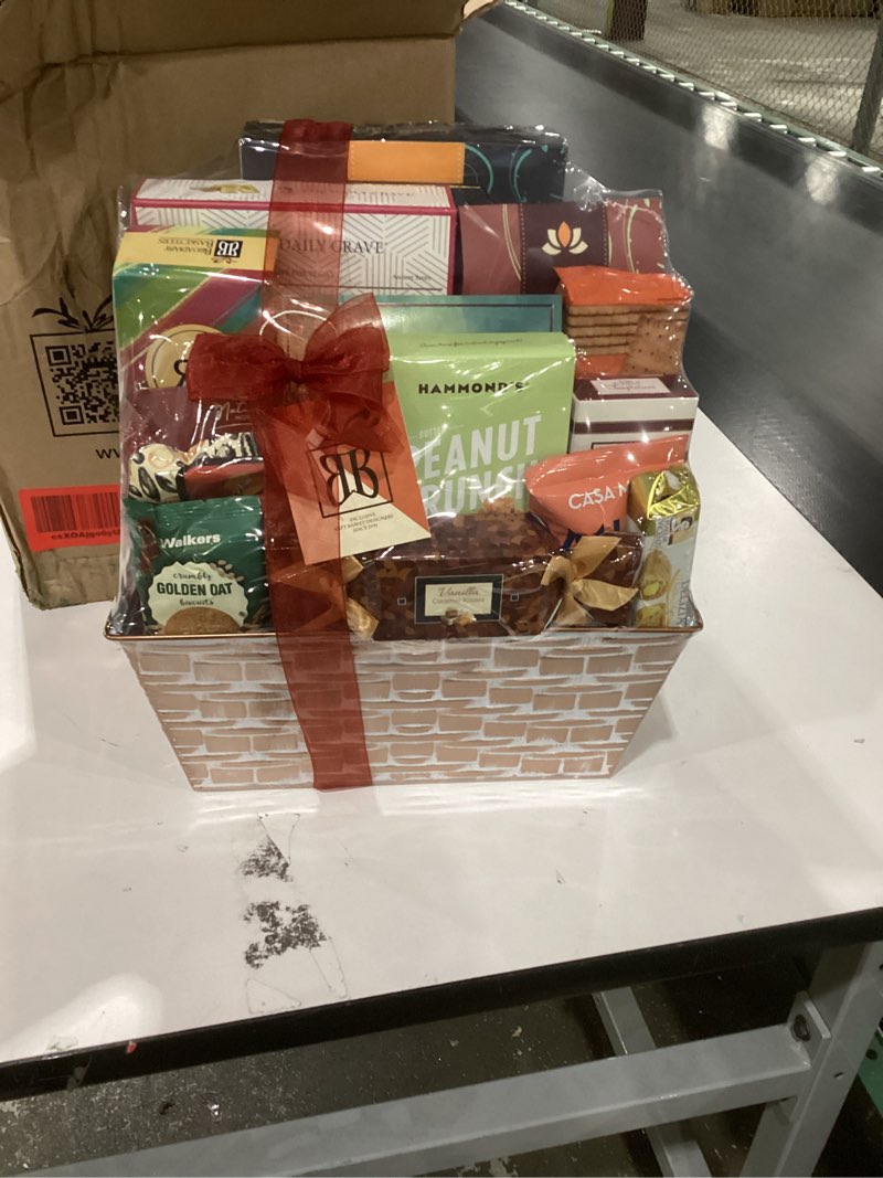Condition photo showing New/Like New for Broadway Basketeers Gourmet Gift Basket Snack Gifts for Women, Men, Families, College – Delivery for Holiday, Appreciation, Thank You, Congratulations, Corporate, Get Well Soon Care Package