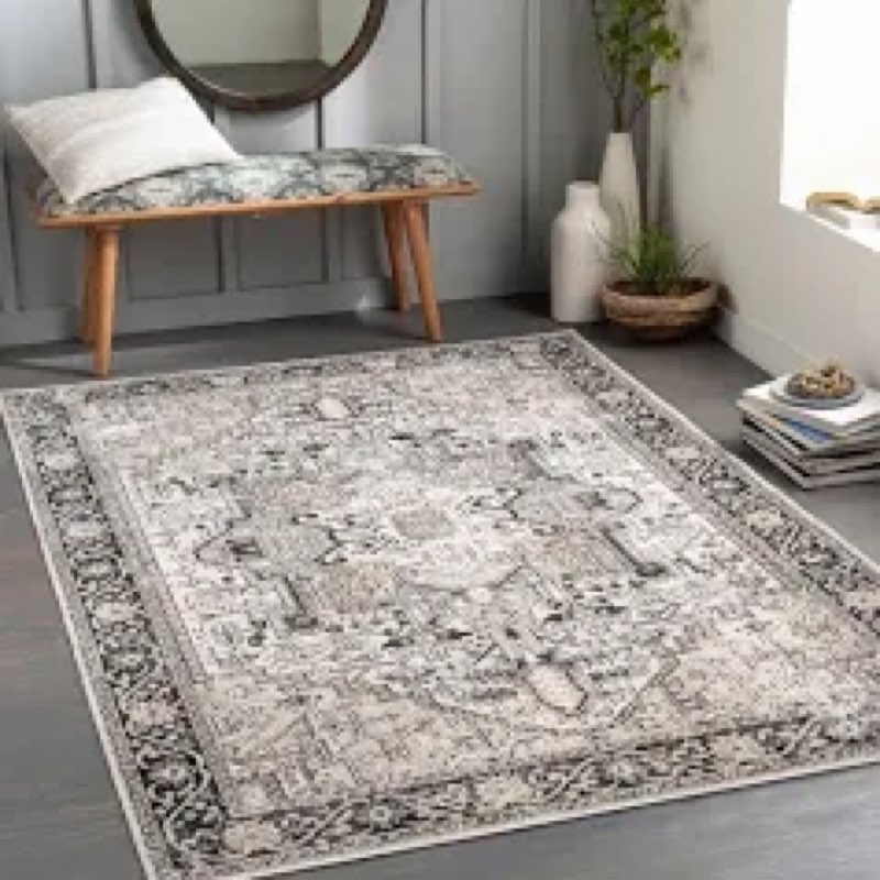 Area Rugs for Living Room: 7x9 Washable Rug Vintage Pattern Large Non-Slip Stain Resistant Soft Dura