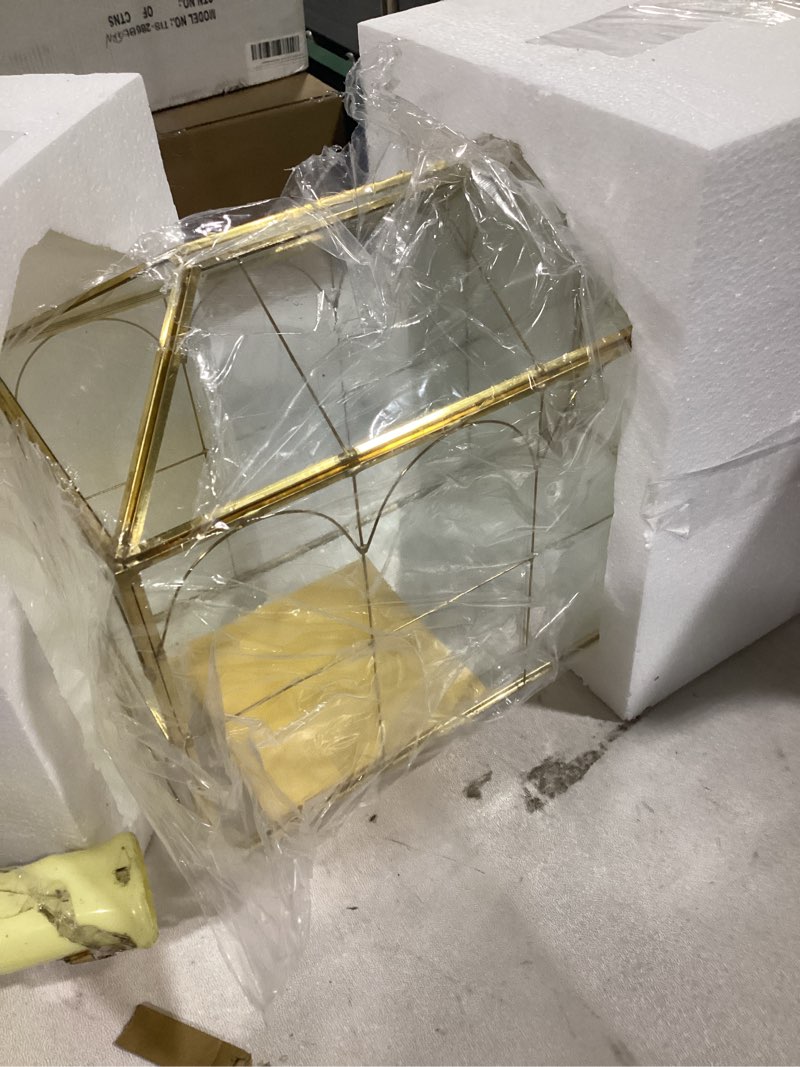 Condition photo showing New/Like New for Glass Card Box with Slot, Large Gold Clear Card Box for Wedding Receptions - Home Birthdays Party Geometric Decorative, 12.59" x 5.9" x 9.05" Glod 12.59" x 5.9" x 9.05"