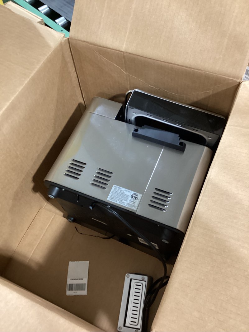 Condition photo showing As Is for CUCKOO Bread Maker Machine with 15 Menu Options + 3 Crust Colors, 2 lbs Bread Machine with Automatic Fruit & Nut Dispenser, Includes 6 Accessories, Ideal Breadmaker for Sourdough (CBM-AAB101S)