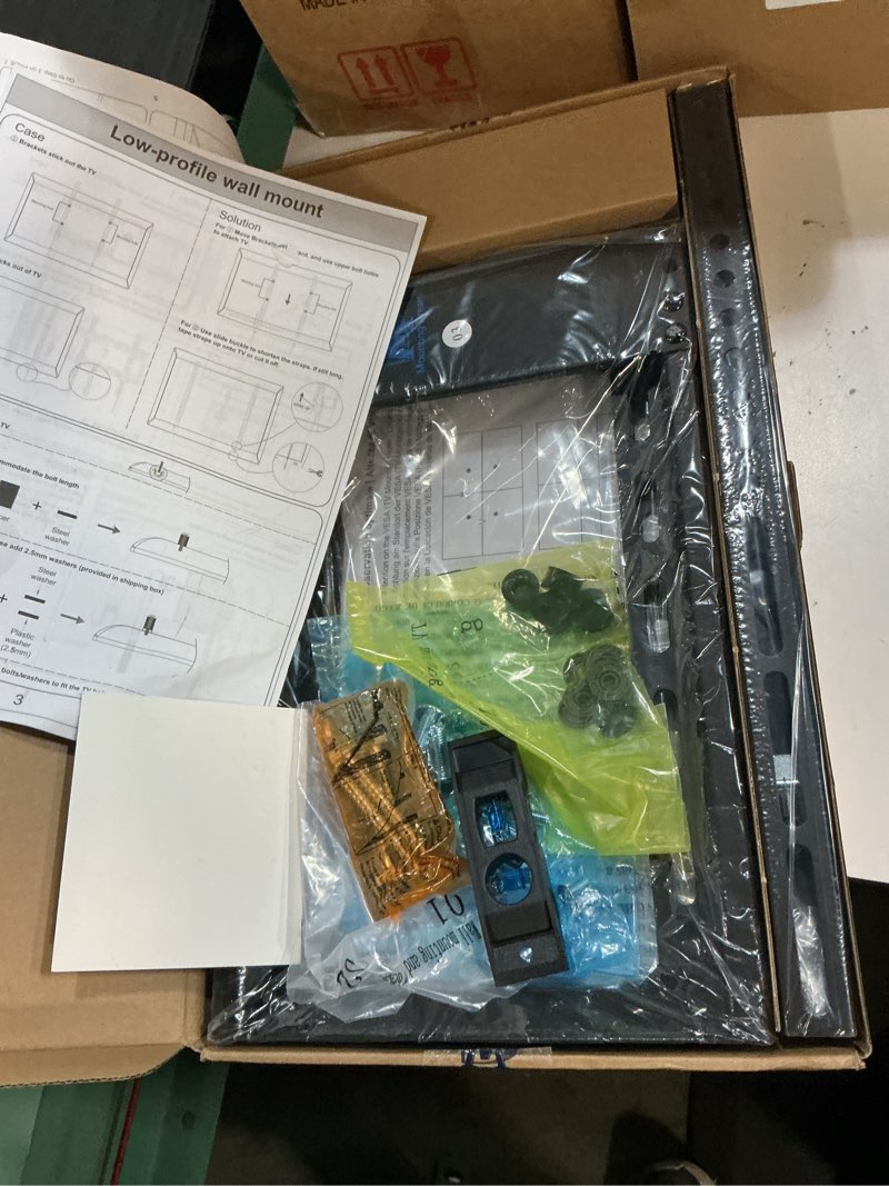 Condition photo showing Good Condition for mounting dream tv mount fixed for most 42-84 inch flat screen tvs, ul listed tv wall mount bracket up to vesa 600 x 400mm and 132 lbs - fits 16"/18"/24" studs - low profile and space saving md2163-k for 42"-84" tv