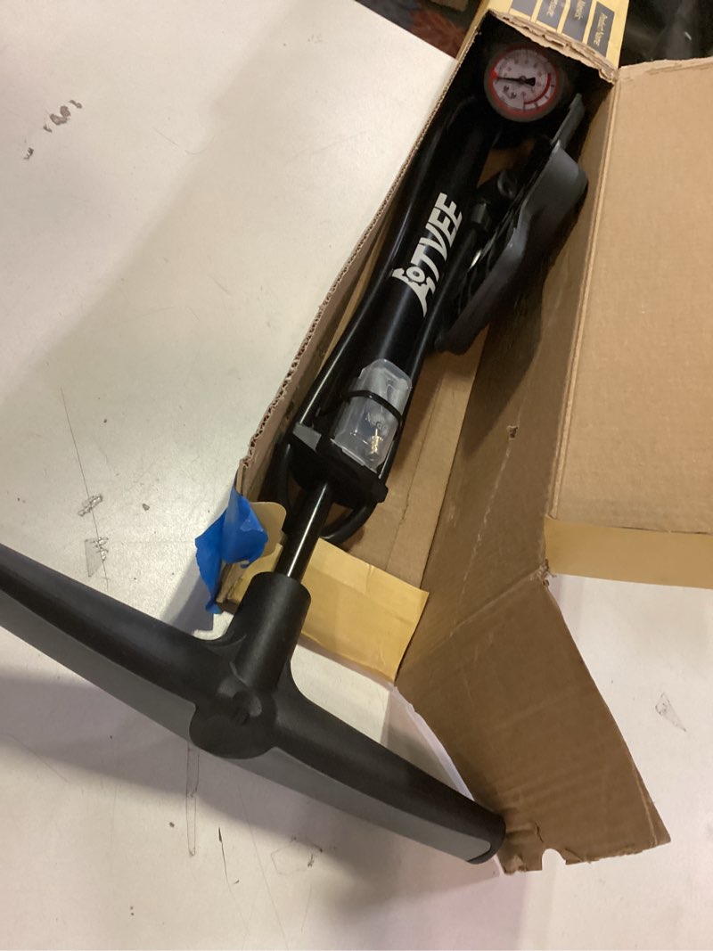 Condition photo showing Good Condition for Bike Pump, 25” Height Full Size Bicycle Pump with 160 PSI High Pressure, Bike tire Pump with Presta and Schrader Valve, Bike Air Pump for Bike Tires, Balls and Swimming Ring,Bike Pumps with Psi Gauge… Yellow,Mechanical Guage