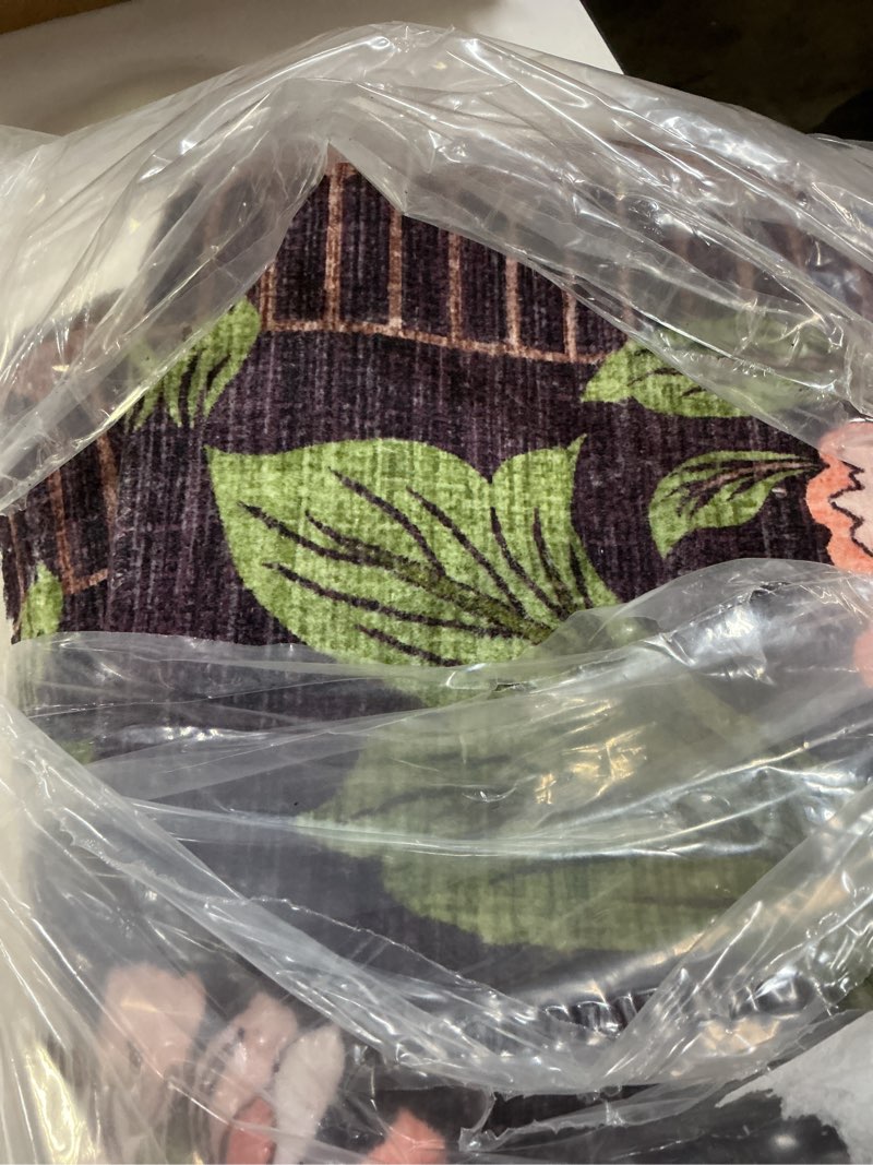 Condition photo showing Good Condition for garveehome plum pink floral botanical 2.5x8 washable kitchen runner rugs non slip black purple vintage boho cottage long rug for hallways bedroom entryway bathroom mat with rubber back deep blackened plum 2'6" x 8' (runner)