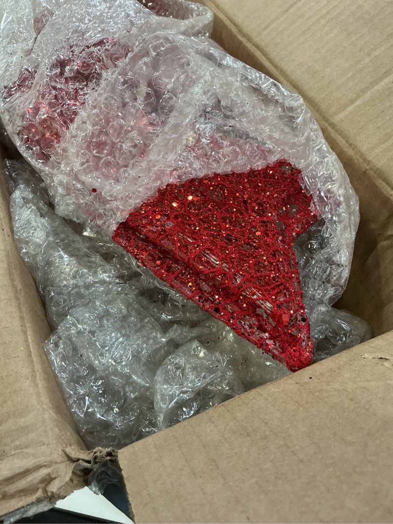 Condition photo showing Good Condition for Sweetcrispy 48in Pre-Lit Christmas Wreath, LED Lighted Holiday Outdoor Decoration with Bow for Door, Mantel, Wall, Windows, Front Door Decor, Green Wreath - Red Bow Green Wreath - Red Bow 48IN