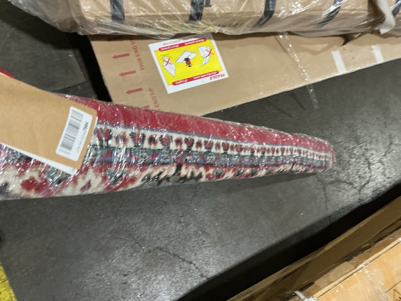 Condition photo showing Good Condition for Home Dynamix Premium Sakarya Traditional Medallion Border Area Rug, Claret, 5'2"x7'4" Rectangle Red / Black 5'2" x 7'4" (Rectangular)