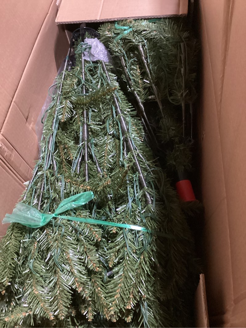 Condition photo showing Good Condition for National Tree Company 7.5 ft Pre-Lit Dunhill Fir Artificial Christmas Tree, 700 LED Lights, 2,514 Tips, PowerConnect, Foot Pedal, 10 Light Functions, Includes Stand, Green 7ft 6in Christmas Tree