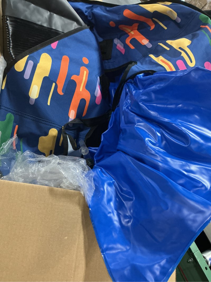 Condition photo showing As Is for Snow Tube for Adults 2 Person, Heavy-Duty Inflatable Snow Sled with 600D Fabric Cover, Backrest, Tow Rope & Reinforced Handles, Hyperzoo Winter Toboggan–Ideal for Family & Friends