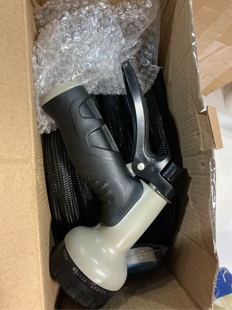 Condition photo showing New/Like New for garden hose 75 ft non-expandable, flexible water hose, lightweight hose with 10-function nozzle for yard, portable, leak proof, all-weather water pipe for outdoor, car wash, rv, lawn 75ft