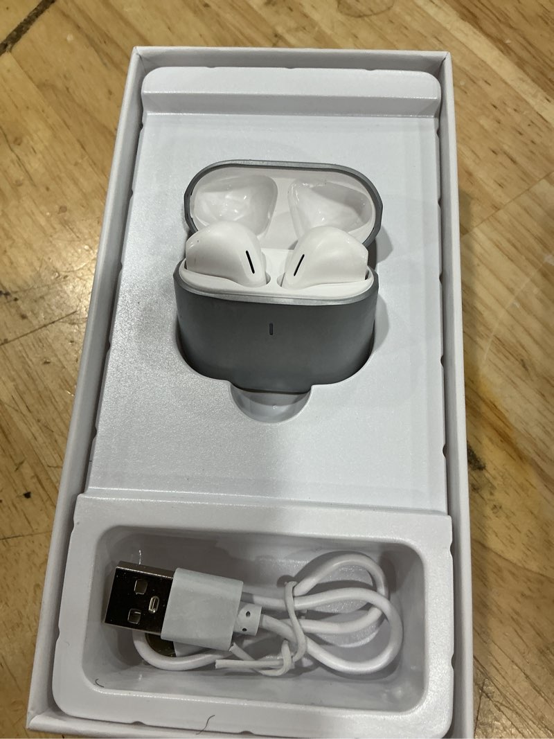 Condition photo showing As Is for 5.4 earbuds bluetooth earphone, dul-channel with usb-c charging case hifi stereo, sound in-ear earphones, touch control ear auto pairing headphones for apple airpods