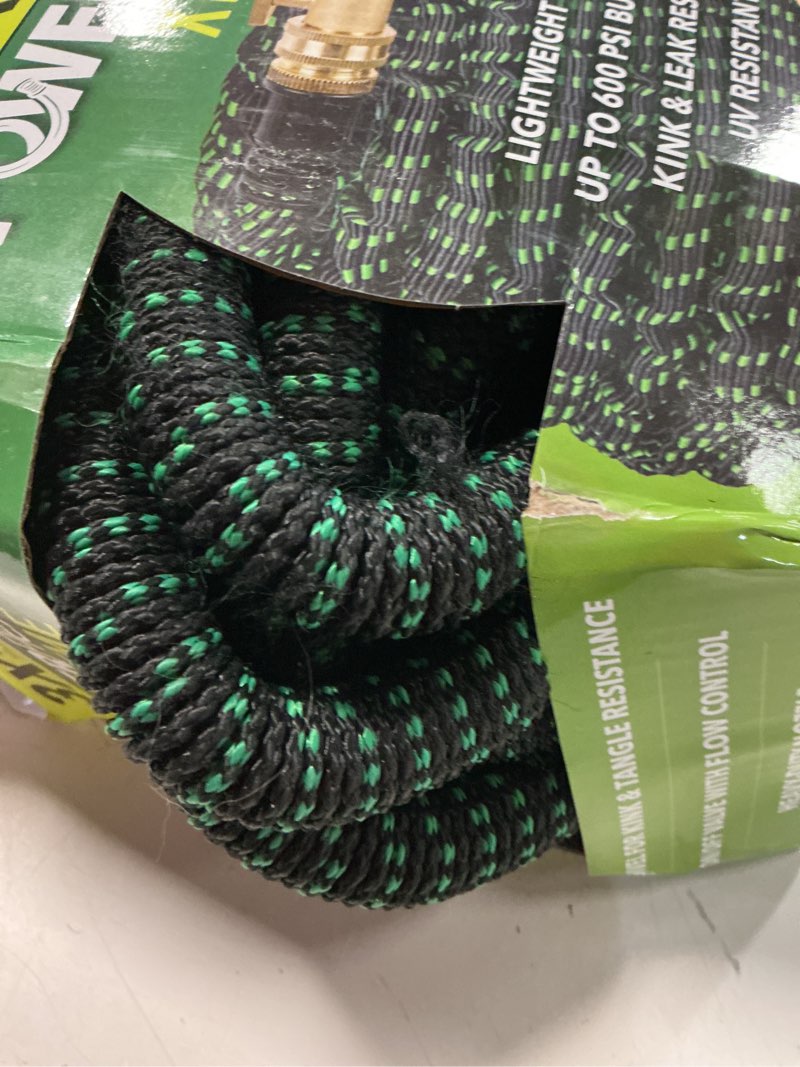 Condition photo showing As Is for flex-able hose flex-able xtreme hose 50ft - kink free, expandable, heavy duty, green garden hose