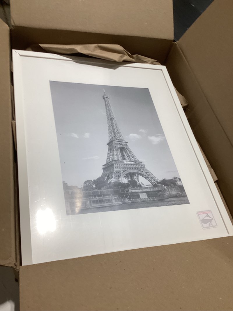 Condition photo showing Good Condition for upsimples 11x14 picture frame, display pictures 8x10 with mat or 11x14 without mat, wall hanging photo frame, white, 1 pack white 11x14