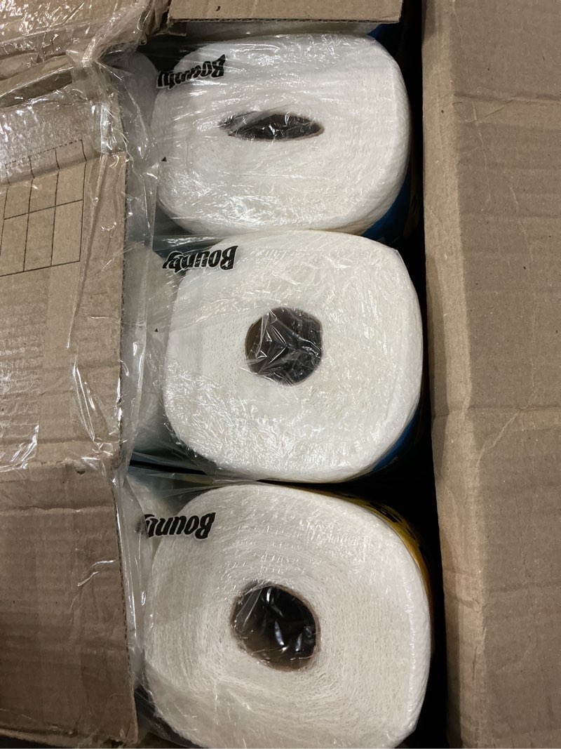 Condition photo showing New/Like New for bounty paper towels quick size, white, 16 family rolls = 40 regular rolls family 16 rolls (107 sheets each)