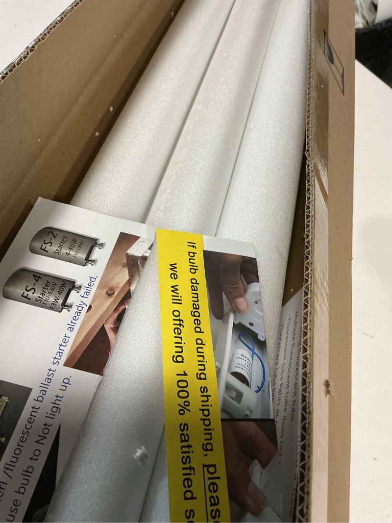 Condition photo showing Good Condition for feit electric t8 led bulbs 4 foot, 40 watt equivalent, type a tube light, plug & play, t8 or t12 led tube light, led fluorescent replacement, frosted, t48/840/ledg2/4, 4100k cool white, 4 pack 4100k (cool white) g13 base