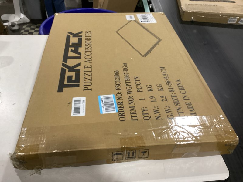 Condition photo showing Good Condition for Tektalk Jigsaw Puzzle Table with Integrated Adjustable Stand/Bracket, 3-Tilting-Angle Super Lightweight Felt Puzzle Plateau Board with Cover & 4 Sorting Drawers (Gray, for Up to 1500 Pieces) Gray for Up to 1500 Pieces