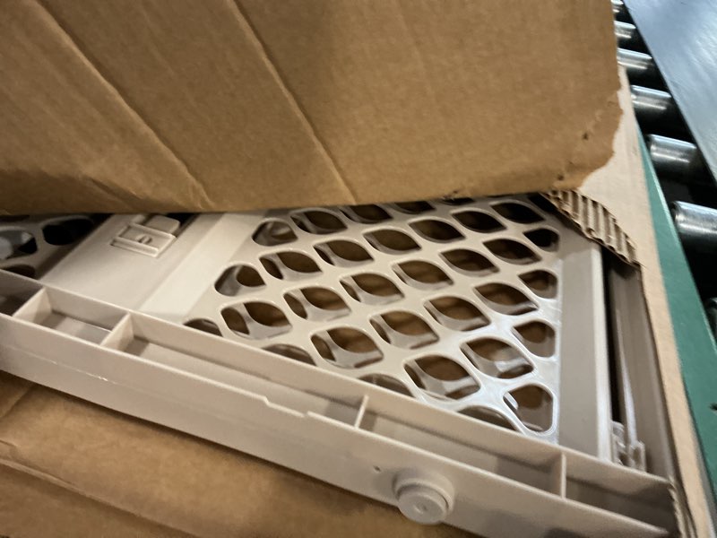 Condition photo showing As Is for toddleroo by north states - supergate ergo baby gate: plastic baby gate for stairs & doorways - adjustable indoor safety gate - made in usa - 26 to 42 inches wide - 26 inches tall - sand