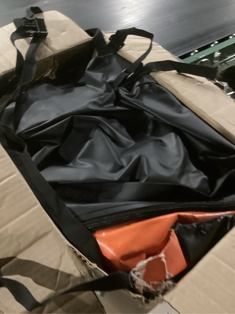 Condition photo showing As Is for fivklemnz 30 cubic car rooftop cargo carrier roof bag waterproof for all top of vehicle with/without rack includes topper anti-slip mat + reinforced straps + 6 door hooks + luggage lock without rack 30 cubic feet