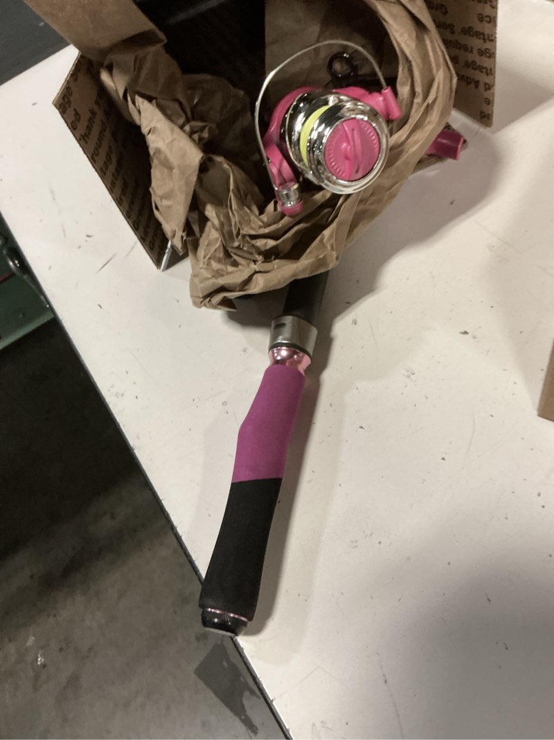 Condition photo showing Good Condition for fishing rod and reel combos, fishing gear gifts for women with spinning reel, lures, line, pink ladies telescopic pole kit designed for girls adults by plusinno pink 6.86 ft - complete kit