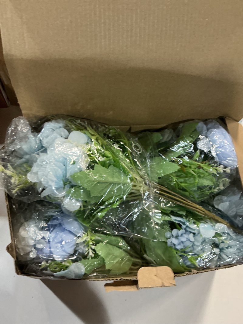 Condition photo showing New/Like New for ASTRYAS Blue Artificial Flowers, 12Pcs Fake Peony Silk Peonies for Decoration Blue Faux Flower Arrangements for Spring Office Home Decor Wedding Party (Light Blue) 12pcs Baby Blue 12PCS