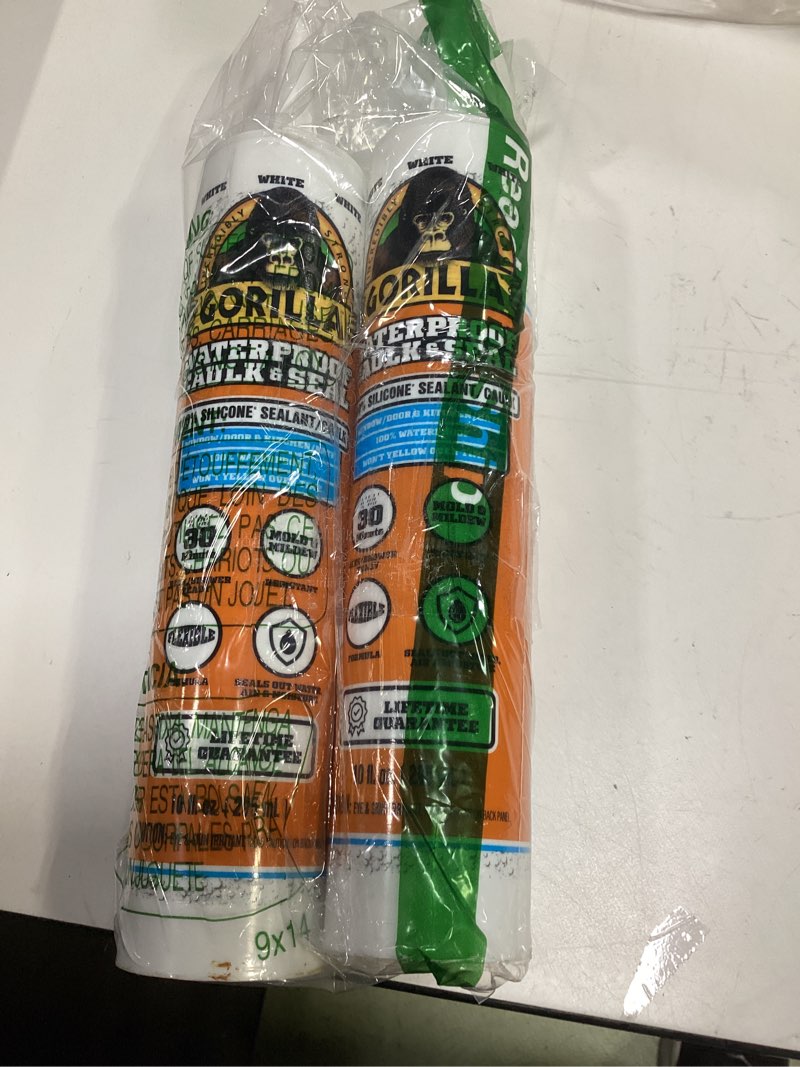 Condition photo showing Good Condition for gorilla 100% silicone sealant all purpose, 10 ounce cartridge, white (pack of 2) white 2 pack