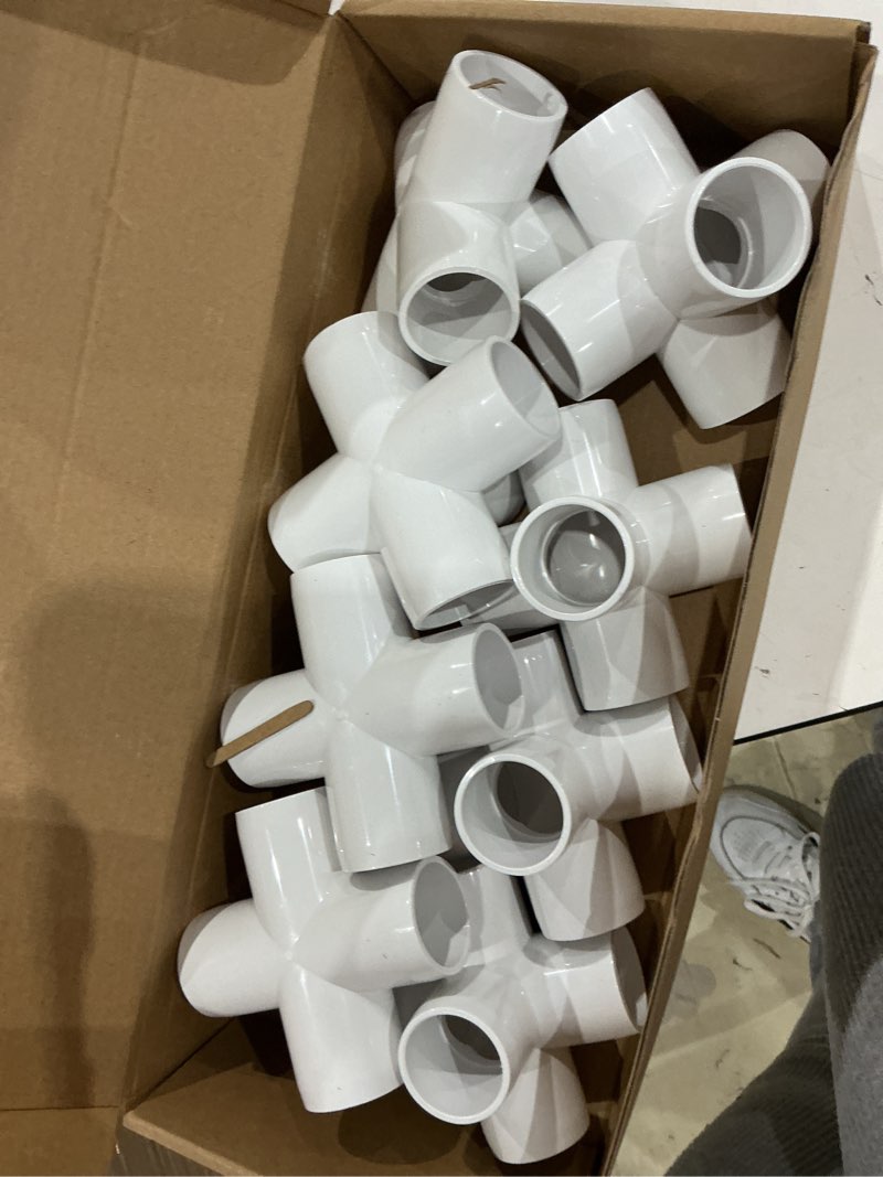 Condition photo showing Good Condition for 12-pack 1 inch 45 degree elbow pvc fitting, 2 way furniture grade pipe connector for diy pvc shelf building furniture greenhouse garden support structure frame 1 inch 2-way 45°