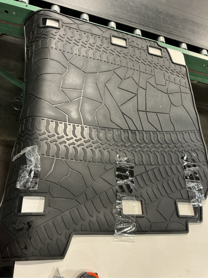 Condition photo showing As Is for cargo liners custom fit for jeep wrangler sahara rubicon jl 2018-2025 2026 all weather rubber trunk mats unlimited 4x4 door without subwoofer heavy duty - not fit 4xe jl 4x4 door 2018-2025 without subwoofer black trunk mat