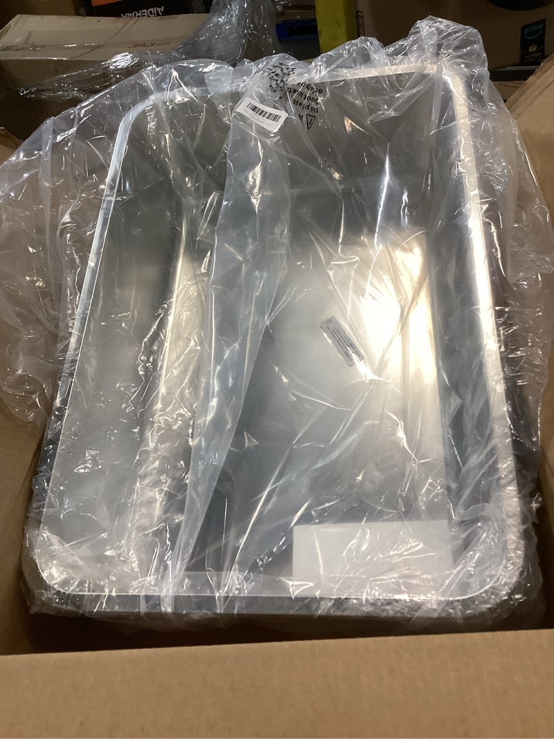 Condition photo showing Good Condition for Stainless Steel Litter Box 2 Pack, 23.6“x15.7"x6" Deep Stainless Steel Cat Litter Box Extra Large, XL Metal Litterbox for Big Cats with High Sides, Non Stick Surface, Easy to Clean XL-2 pack(23.6“x15.7"x6")