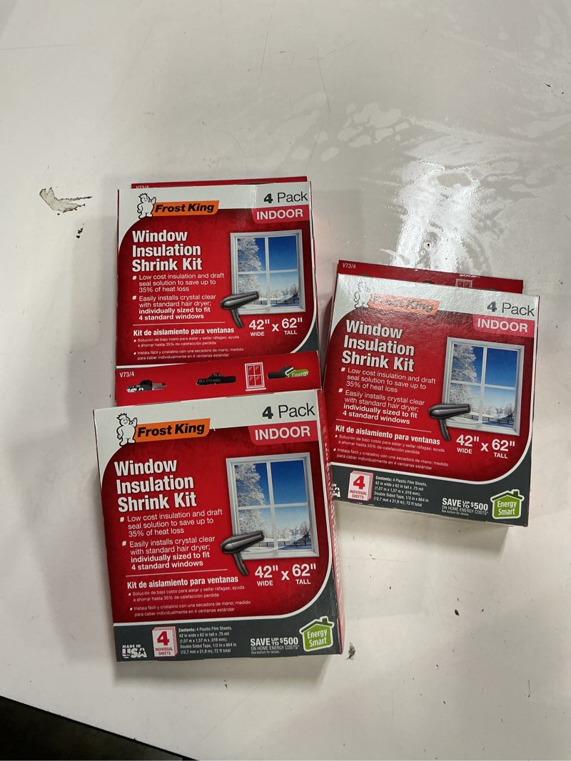 Condition photo showing New/Like New for (pack 3) e/o indoor window insulation kit (4 per pack)