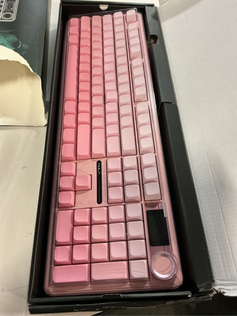 Condition photo showing New/Like New for AULA F108 PRO - Wireless Mechanical Keyboard with Screen & Knob,Full Size Keyboard with 8000mAh Battery,Pre-lubed Switches,Side Printed PBT Keycaps,RGB Backlit Hot Swappable Custom Pink Keyboards
