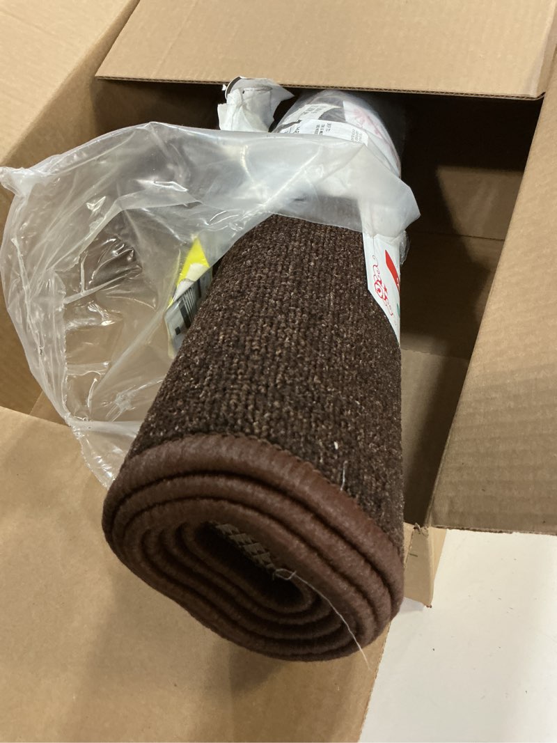 Condition photo showing Good Condition for ottomanson hallway runner rug 20" x 53" non slip solid area rugs easy to clean laundry rug runner durable & pet friendly floor carpet runners for hallways entryway living room kitchen, brown solid brown 1'8" x 4'5" (runner)