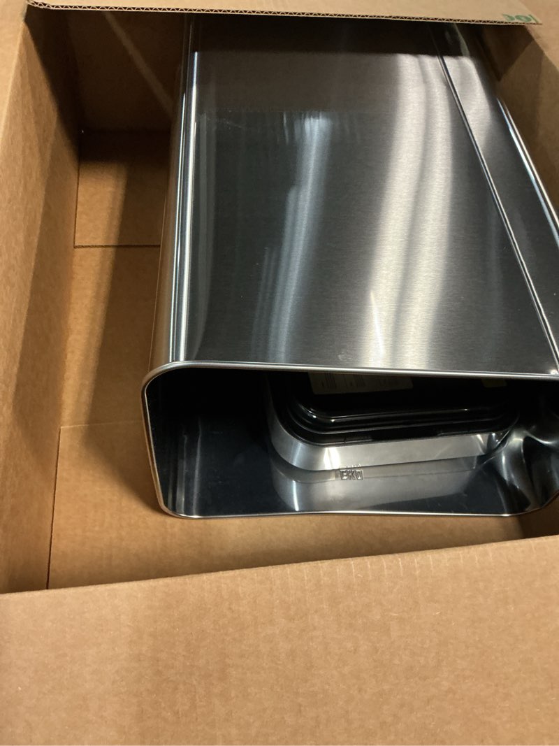 Condition photo showing Good Condition for eko mirage-t 50 liter / 13.2 gallon touchless rectangular motion sensor trash can, brushed stainless steel finish mirage 50l - stainless steel
