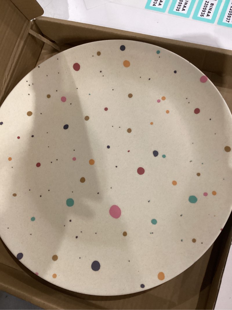 Condition photo showing Good Condition for Nook Theory 4 Pack Reusable Bamboo Plates - Non-Toxic Toddler and Kids Plate, Dishwasher Safe, Not Microwavable Dinnerware (Pop 10")