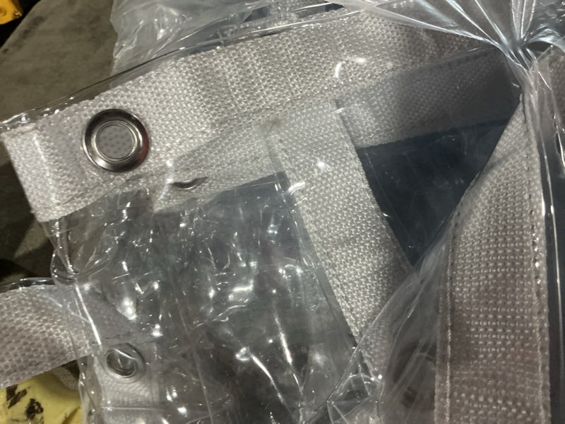 Condition photo showing Good Condition for 8'H x15'W Outdoor Vinyl Curtain 19oz Clear Tarps with Zipper,Vinyl Patio Enclosure,Outdoor Curtains Heavy Duty Waterproof Transparent Tarp with Grommets for Gazebo Porch Balcony Pergola