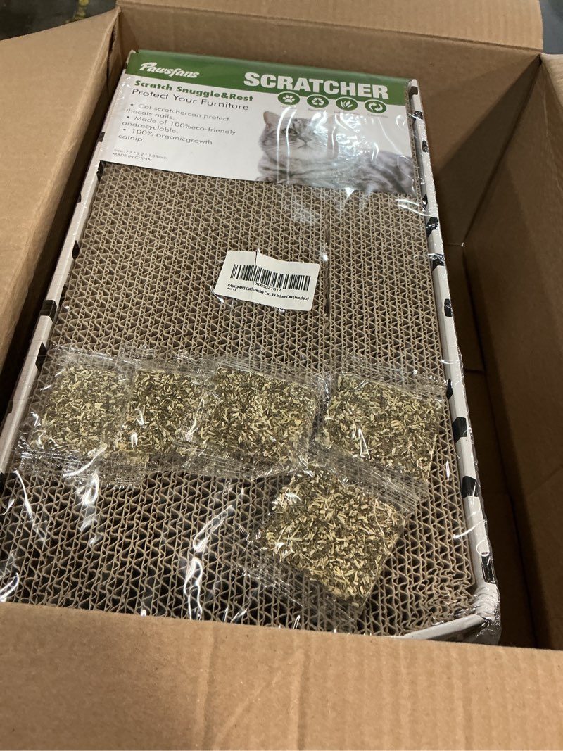 Condition photo showing New/Like New for PAWSFANS Cat Scratcher Cardboard Scratch Pad with Box Durable Corrugate Scratching Board Kitty Sofa Lounge Bed Reversible Catnip Included for Indoor Cats,Large (Box, 5pcs) Box 5pcs