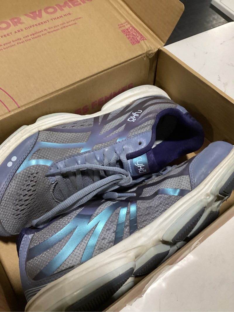 Condition photo showing As Is for Ryka Womens Devotion Plus 3 8.5 Wide Flintstone Blue Fabric